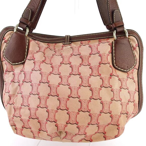 CELINE shoulder bag macadam pink coating canvas ?~ leather Authentic - Picture 2 of 9
